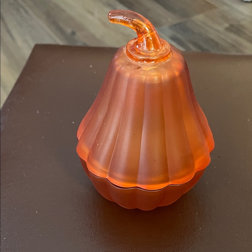 Orange Glass Pumpkin Candle holder or candy dish